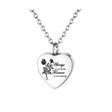 Heart Rose Cremation Urn Necklace for Ashes - Always in our hearts