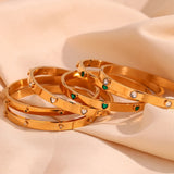 Heart Round Octagonal Star Zircon Clasp Bracelet Stainless Steel Bangles