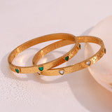 Heart Round Octagonal Star Zircon Clasp Bracelet Stainless Steel Bangles
