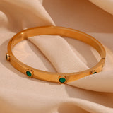 Heart Round Octagonal Star Zircon Clasp Bracelet Stainless Steel Bangles