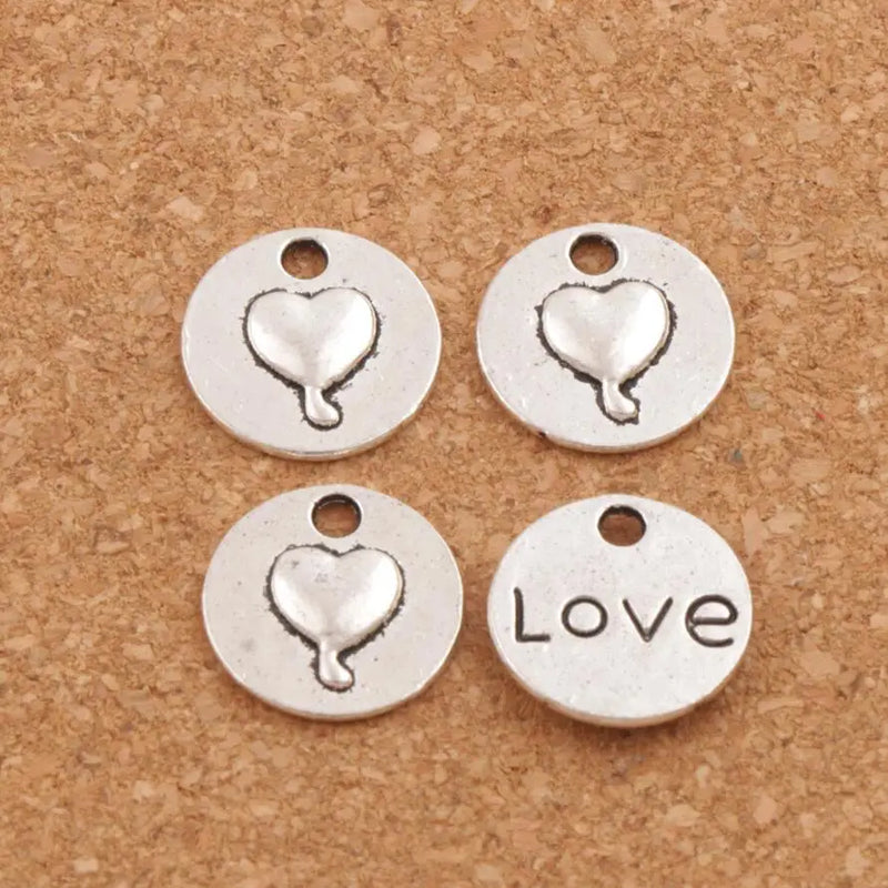 Heart Love Charm Beads Pendants Jewelry 14.8x14.8mm