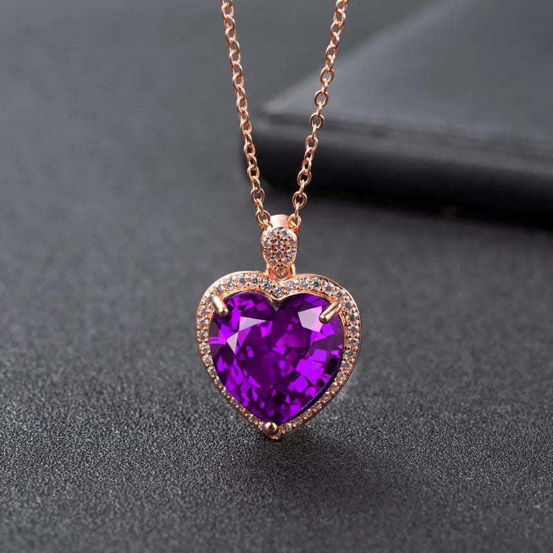 24k Yellow Pendant Necklace for Women - Heart Shape Clavicle Chain Fine Jewelry