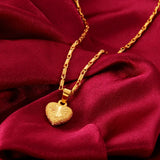 24k Yellow Heart Pendant Necklace for Women, Love Clavicle Chain, Valentine Gift