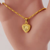 24k Yellow Heart Pendant Necklace for Women, Love Clavicle Chain, Valentine Gift