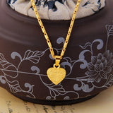 24k Yellow Heart Pendant Necklace for Women, Love Clavicle Chain, Valentine Gift