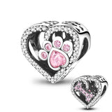 925 Silver Heart Beads Family Charm for Bracelet Necklace Jewelry Making