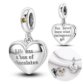 925 Silver Heart Beads Family Charm for Bracelet Necklace Jewelry Making