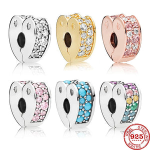 925 Sterling Silver Clip Stopper Charms Bead for Bracelet DIY Jewelry