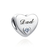 925 Sterling Silver Heart Shape Family Charms Pendant Bead