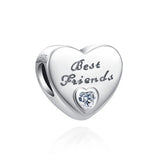 925 Sterling Silver Heart Shape Family Charms Pendant Bead