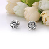 925 Sterling Silver Flower Mum Mom of my Heart Charms DIY Beads