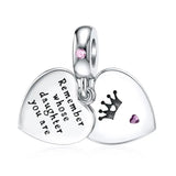 925 Sterling Silver Heart Charm for Bracelet DIY Jewelry