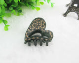 Heart Shape Rhinestone Hair Claw Hairpin Women's Jewelry