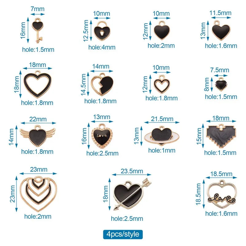 Heart Shape Enamel Charms Pendants for DIY Jewelry Making