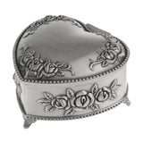 Vintage Flower Carved Jewelry Box Rings Holder Case