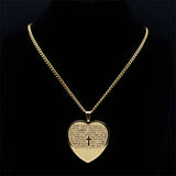 Heart Shape Bible Cross Necklace Women Stainless Steel Long Chain Necklaces