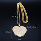 Heart Shape Bible Cross Necklace Women Stainless Steel Long Chain Necklaces