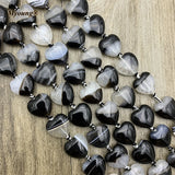 Heart Shape Clear Agate Druzy Charm Stone Beads 2Strands