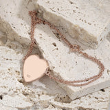 Heart Shape Bracelets For Women Double Chain S925 Sterling Silver Jewelry