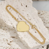 Heart Shape Bracelets For Women Double Chain S925 Sterling Silver Jewelry