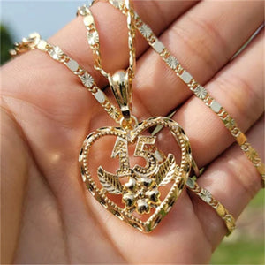 Heart Shape Digital Necklace European And American Letter Pendant