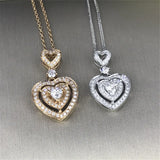 Heart Shape Diamond Pendant 925 Sterling Silver Charm Necklace For Women