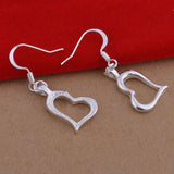 Heart Shape Drop Earrings 925 Silver Jewelry for Women