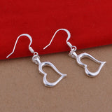 Heart Shape Drop Earrings 925 Silver Jewelry for Women