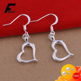 Heart Shape Drop Earrings 925 Silver Jewelry for Women