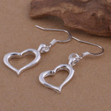 Heart Shape Drop Earrings 925 Silver Jewelry for Women