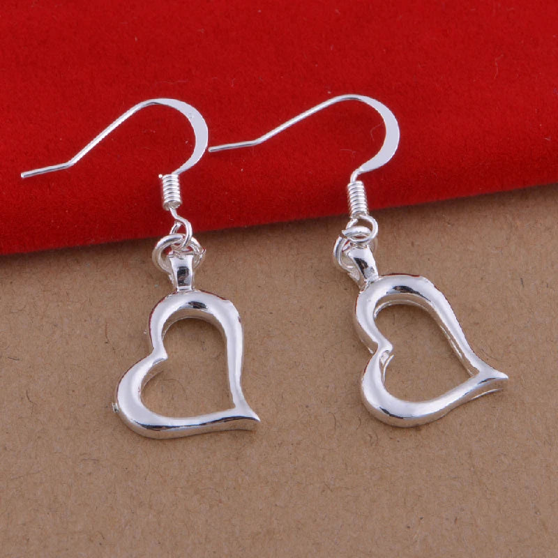 Heart Shape Drop Earrings 925 Silver Jewelry for Women