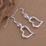 Heart Shape Drop Earrings 925 Silver Jewelry for Women