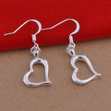 Heart Shape Drop Earrings 925 Silver Jewelry for Women
