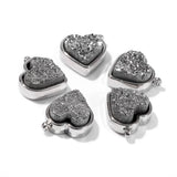 Heart Shape Druzy Agates Pendant Silver Stainless Steel Charms