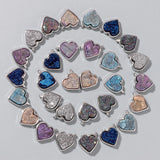 Heart Shape Druzy Agates Pendant Silver Stainless Steel Charms