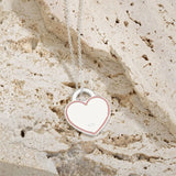 Enamel Heart Necklace S925 Sterling Silver Wedding Jewelry