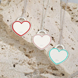 Enamel Heart Necklace S925 Sterling Silver Wedding Jewelry