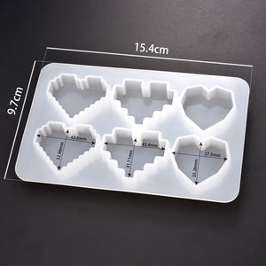 Heart Epoxy UV Resin Mold Pixel Love Pendant Silicone Molds