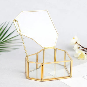 Heart Shape Glass Jewelry Box Wedding Ring Organizer Holder