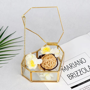 Heart Shape Glass Jewelry Box Wedding Ring Organizer Holder