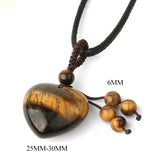 Heart-Shaped Crystal Stone Necklace for Luck and Protection