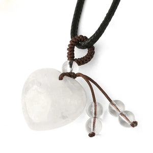 Heart-Shaped Crystal Stone Necklace for Luck and Protection
