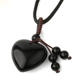 Heart-Shaped Crystal Stone Necklace for Luck and Protection