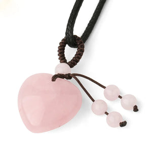 Heart-Shaped Crystal Stone Necklace for Luck and Protection