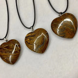 Heart Shape Iron Tiger Eye Necklace Pendant Natural Gemstone Jewelry