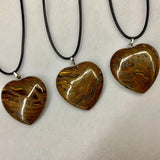 Heart Shape Iron Tiger Eye Necklace Pendant Natural Gemstone Jewelry