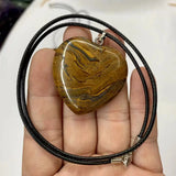 Heart Shape Iron Tiger Eye Necklace Pendant Natural Gemstone Jewelry
