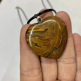 Heart Shape Iron Tiger Eye Necklace Pendant Natural Gemstone Jewelry