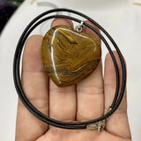 Heart Shape Iron Tiger Eye Necklace Pendant Natural Gemstone Jewelry