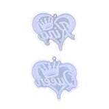 Heart Shape Keychain Silicone Mold Crown Pattern Epoxy Resin Mold
